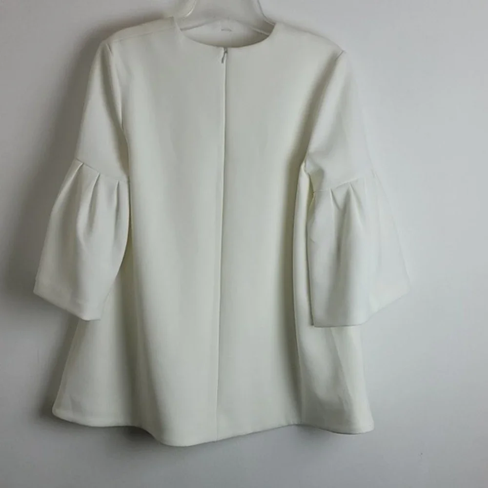 Edit bell sleeve round neck top Sz S White Modest Formal Preppy - Picture 5 of 11